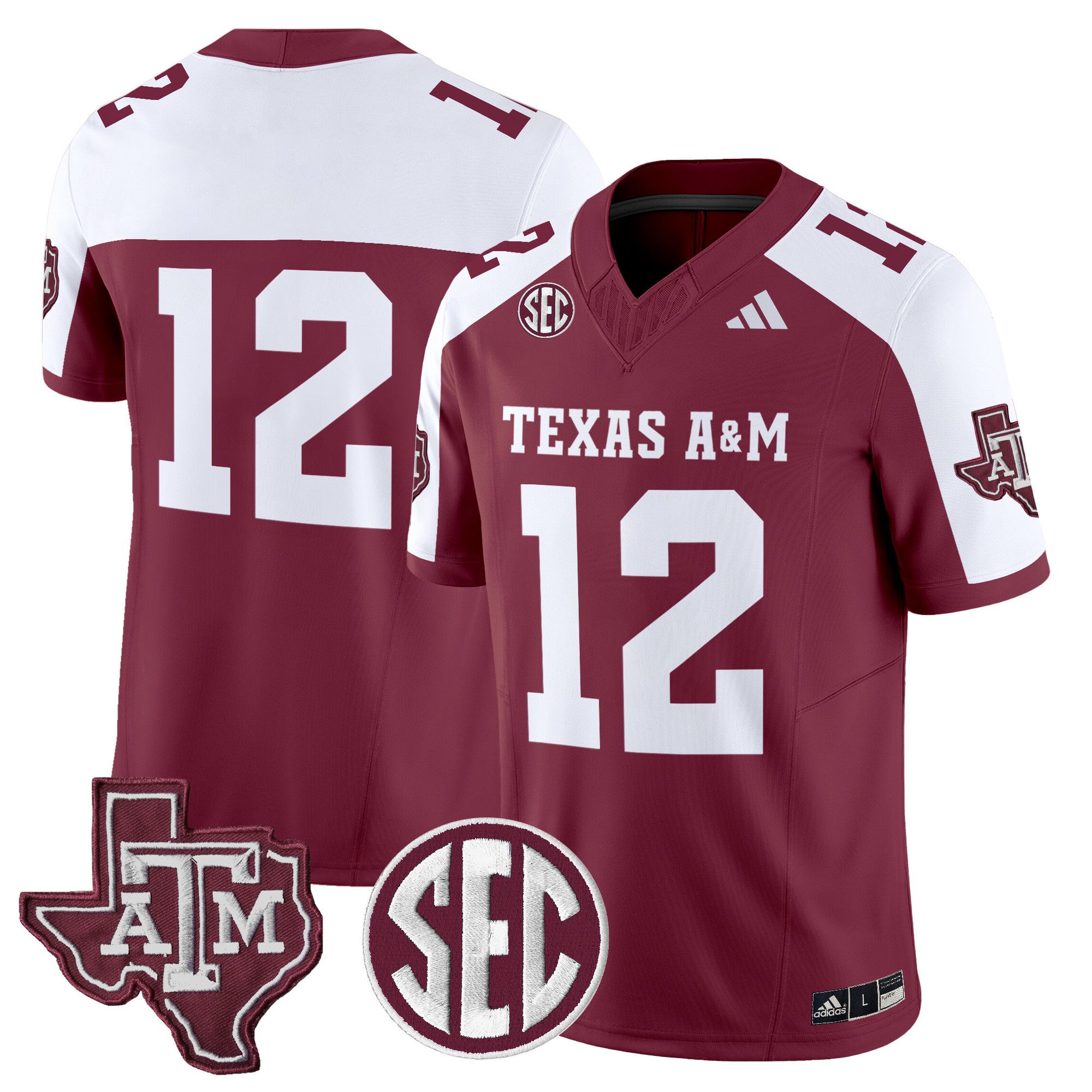 Men Texas A&M Aggies #12 No Name Red 2024 Vapor Limited NCAA Jersey